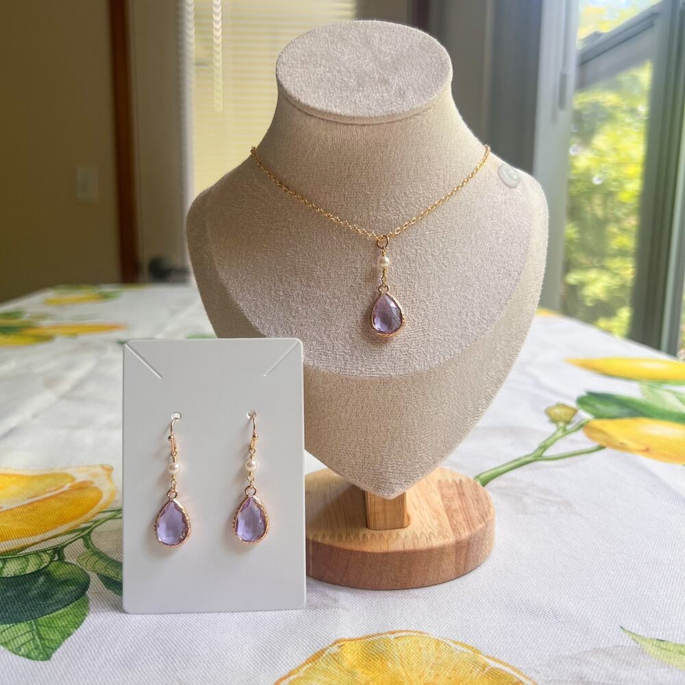 Jewelry Set Lavender Pearl Bridal Bridgerton Jewelry, Victorian Romantic